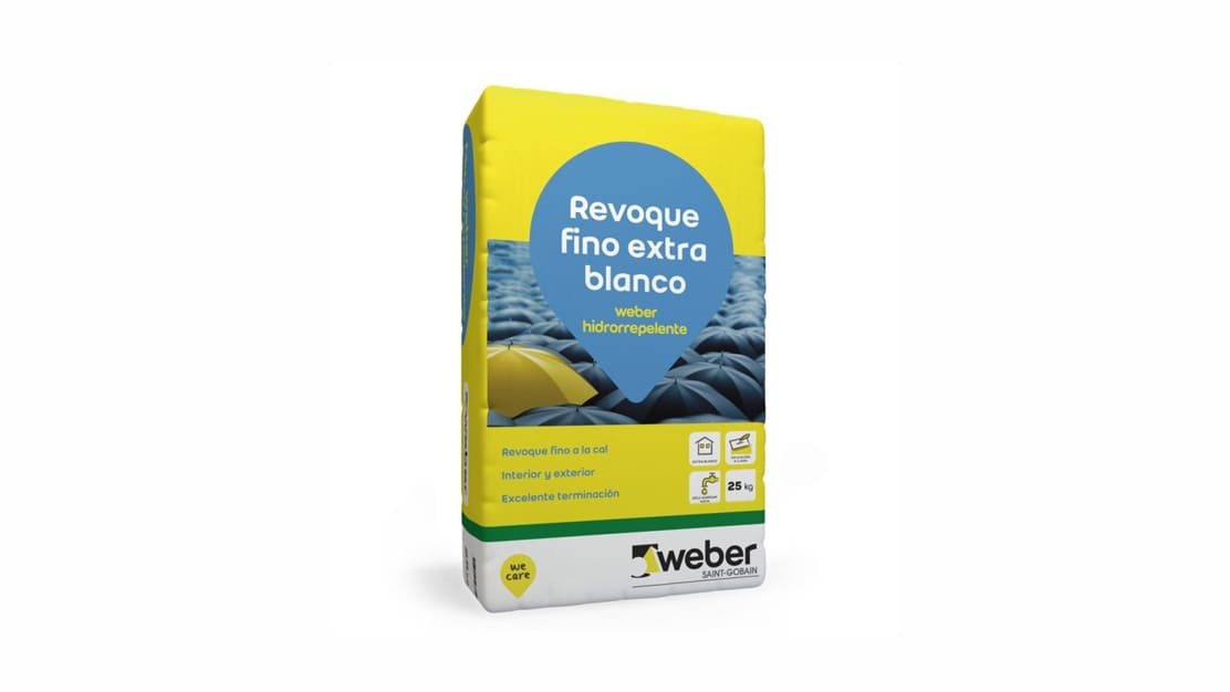 revoque fino hidrorrepelente int/ext 25Kg weber